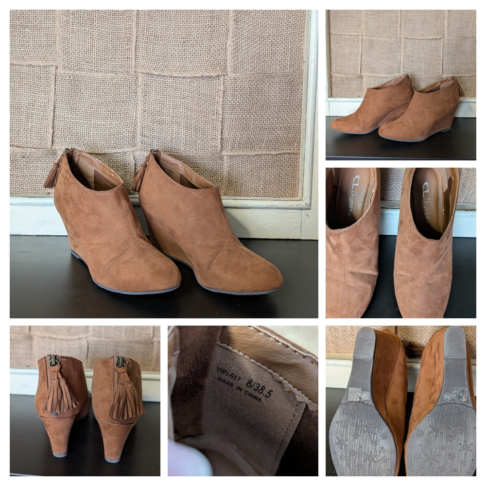 Brown Suede Ankle Boots with Tassels
